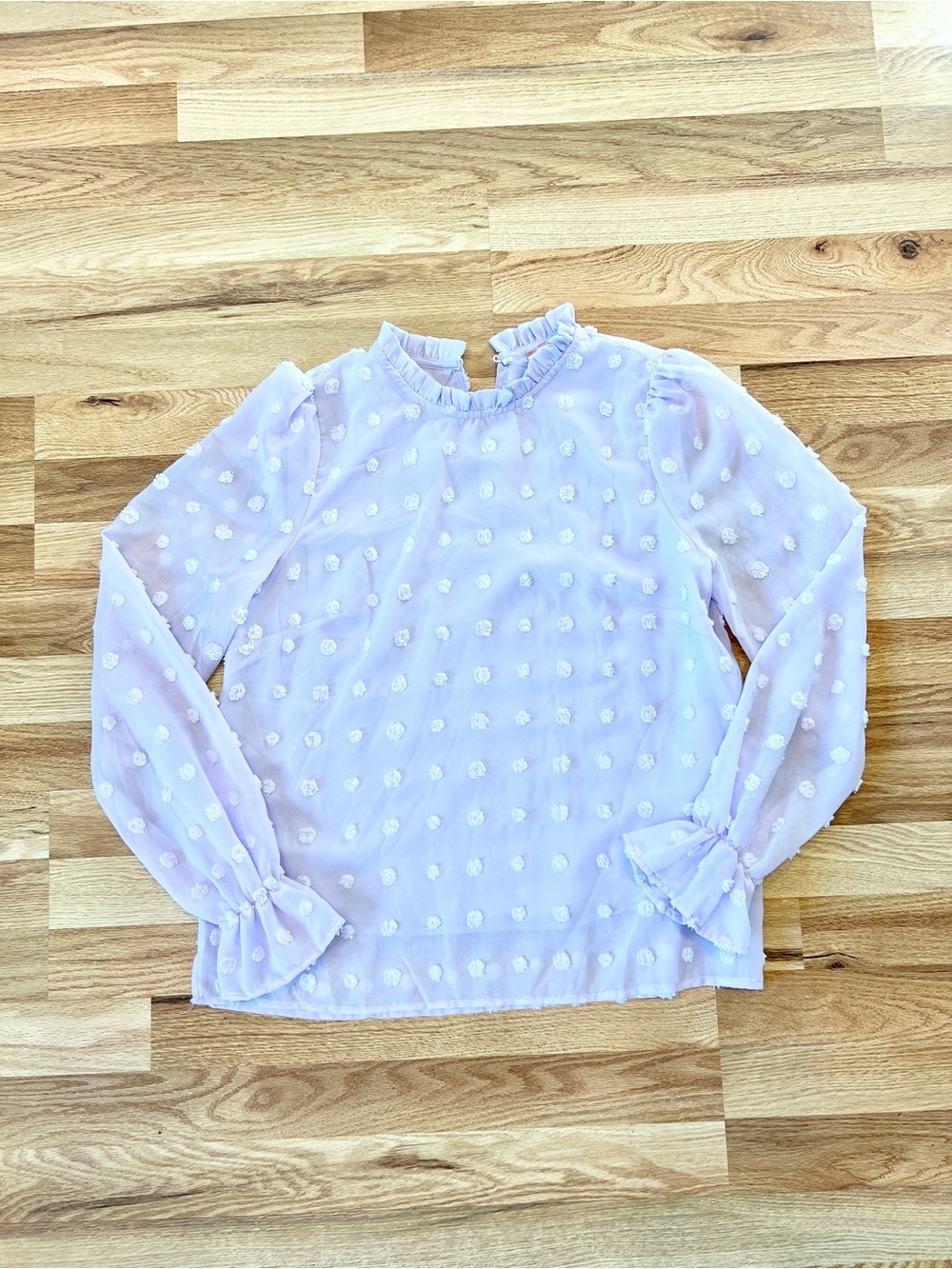 Lavender Ruffled Swiss Dot Blouse